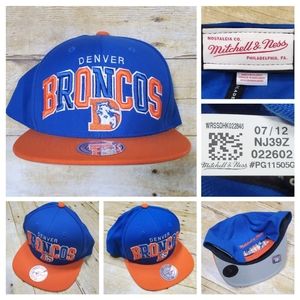 NWT Mitchell & Ness Denver Broncos Tri-Pop Snapback Adjustable Hat Blue 2012 M&N